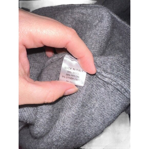 Bianco & Blu Women's Gray Wool Blend Button Hooded Cardigan Sz M Made in Italy - Picture 4 of 6